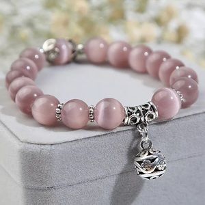 Natural Opal Bead Bracelet StainlessSteel Charm